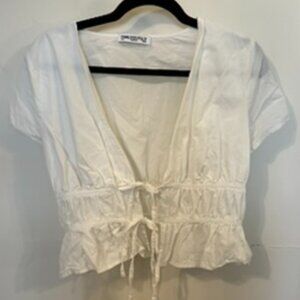 White Princess Polly Tie-Front Shirt